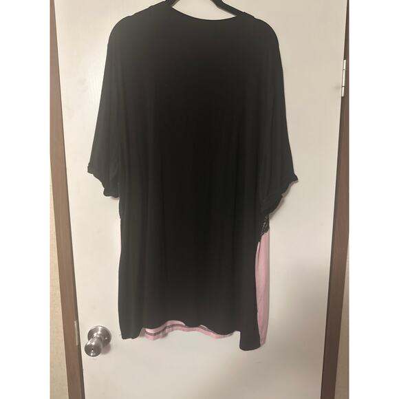 2X 18 20 Plus Size BloomChic Lace Panel Short Sleeve Top T-shirt stretchy - Picture 5 of 5